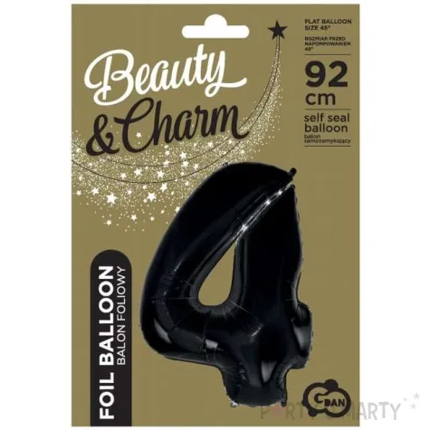 balon foliowy cyfra 4 beauty and charm czarny godan 36 dgt