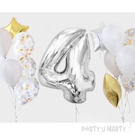 balon foliowy cyfra 4 beauty charm srebrny godan 36 dgt