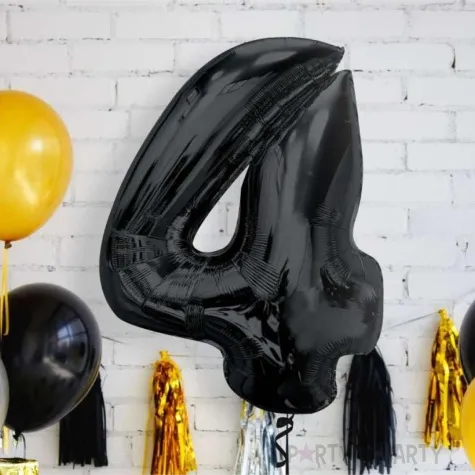 balon foliowy cyfra 4 czarny godan 36 dgt