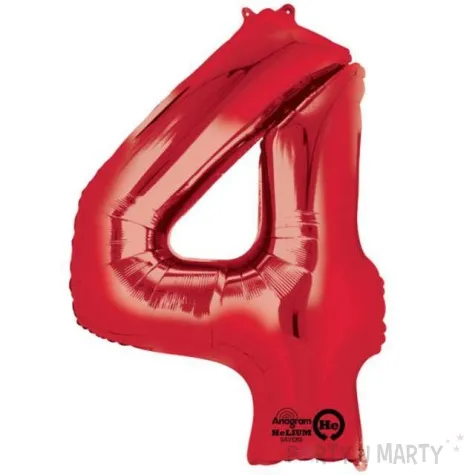 balon foliowy cyfra 4 czerwony amscan 34 dgt