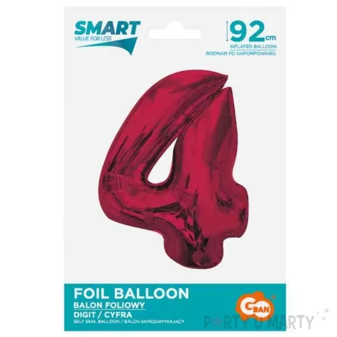 balon foliowy cyfra 4 czerwony godan 36 dgt