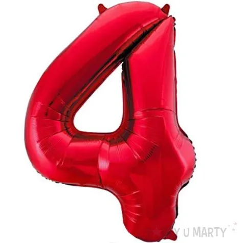 balon foliowy cyfra 4 czerwony unique 34 dgt