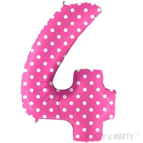 balon foliowy cyfra 4 groszki rozowy grabo 40 dgt