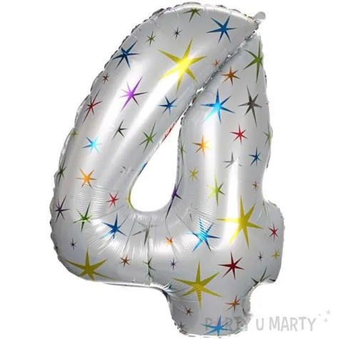 balon foliowy cyfra 4 gwiazdeczki oem 40 dgt