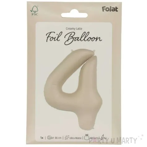 balon foliowy cyfra 4 mat kremowe latte folat 34 dgt