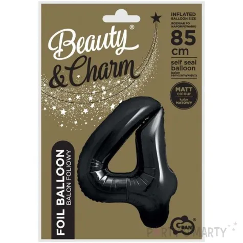 balon foliowy cyfra 4 matowa czarny godan 33 dgt