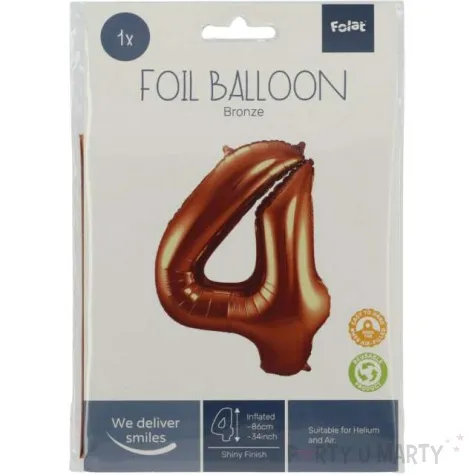 balon foliowy cyfra 4 metaliczny brazowy folat 34 dgt