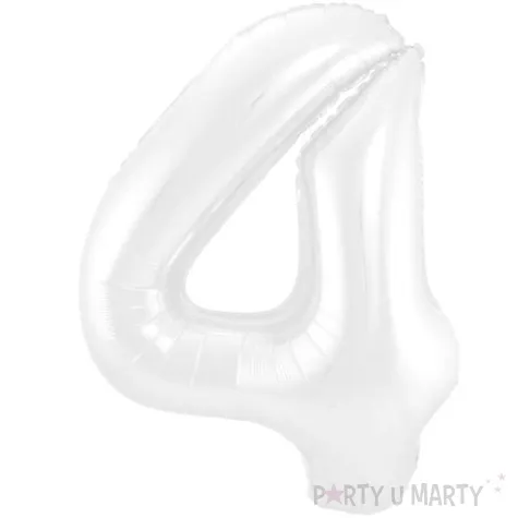 balon foliowy cyfra 4 metaliczny mat bialy folat 34 dgt