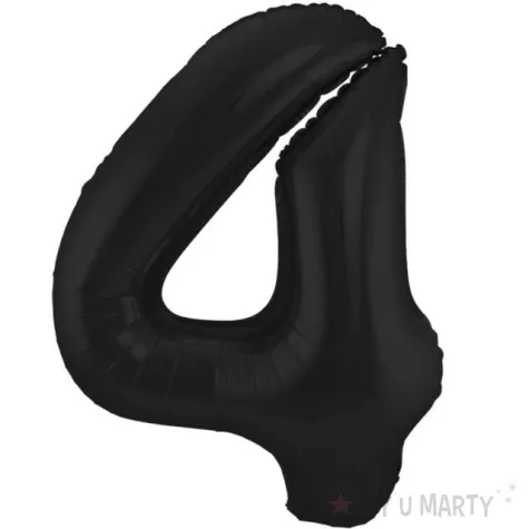 balon foliowy cyfra 4 metaliczny mat czarny folat 34 dgt