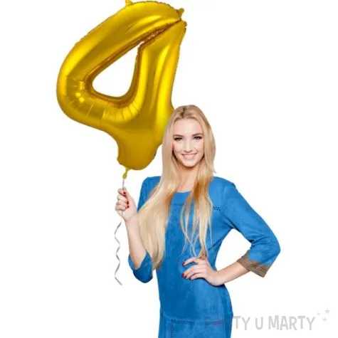 balon foliowy cyfra 4 metaliczny zloty folat 34 dgt