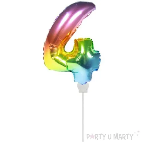 balon foliowy cyfra 4 mini teczowy folat 14 dgt