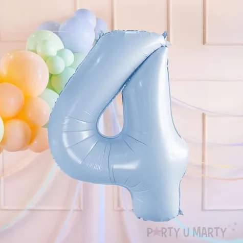 balon foliowy cyfra 4 pastel blekitny partydeco 34 dgt