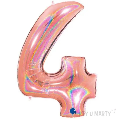 balon foliowy cyfra 4 rozowe zloto grabo 40 dgt