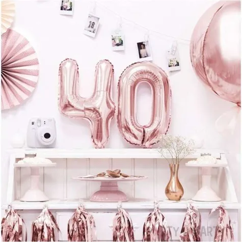 balon foliowy cyfra 4 rozowe zloto partydeco 14 dgt