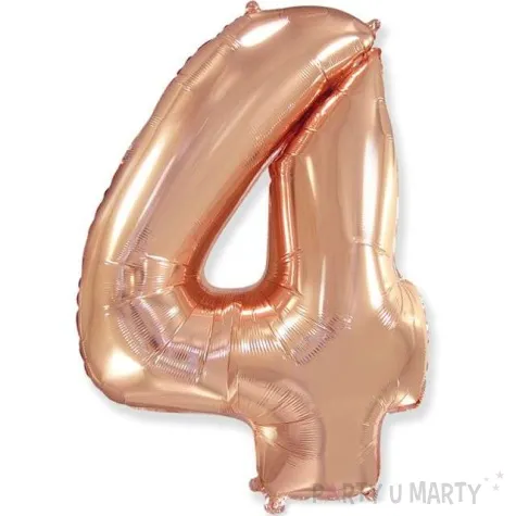 balon foliowy cyfra 4 rozowe zloty flexmetal 34 dgt