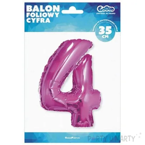 balon foliowy cyfra 4 rozowy godan 14 dgt