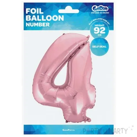 balon foliowy cyfra 4 rozowy jasny godan 45 dgt