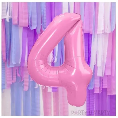 balon foliowy cyfra 4 rozowy jasny partydeco 34 dgt