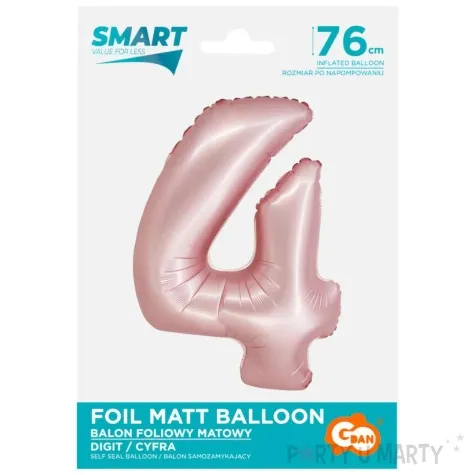 balon foliowy cyfra 4 rozowy matowy godan 30 dgt