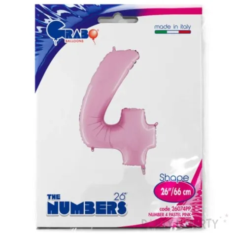 balon foliowy cyfra 4 rozowy pastel grabo 26 dgt