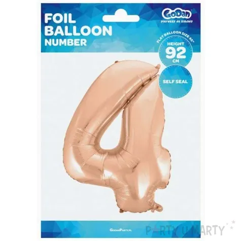 balon foliowy cyfra 4 rozowy zloty godan 45 dgt