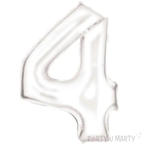 balon foliowy cyfra 4 satynowy bialy amscan 34 dgt