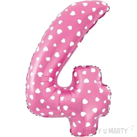 balon foliowy cyfra 4 serca rozowy jasny jix 18 dgt