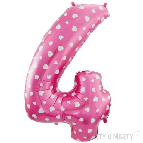 balon foliowy cyfra 4 serduszka rozowy godan 26 dgt