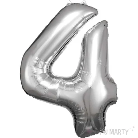 balon foliowy cyfra 4 srebrny amscan 34 dgt