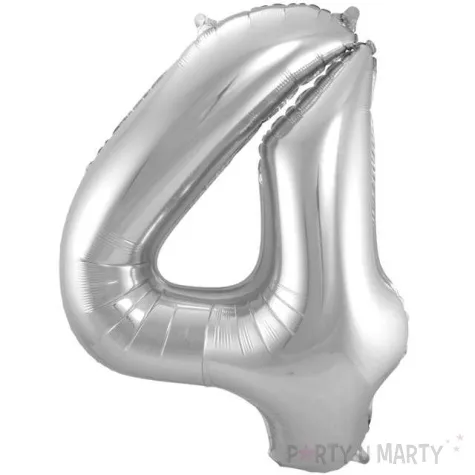 balon foliowy cyfra 4 srebrny folat 34 dgt