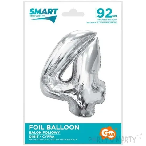balon foliowy cyfra 4 srebrny godan 36 dgt
