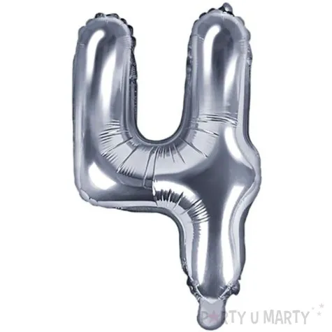 balon foliowy cyfra 4 srebrny partydeco 14 dgt