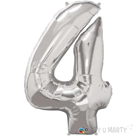 balon foliowy cyfra 4 srebrny qualatex 41 dgt