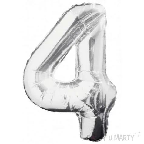 balon foliowy cyfra 4 srebrny unique 34 dgt