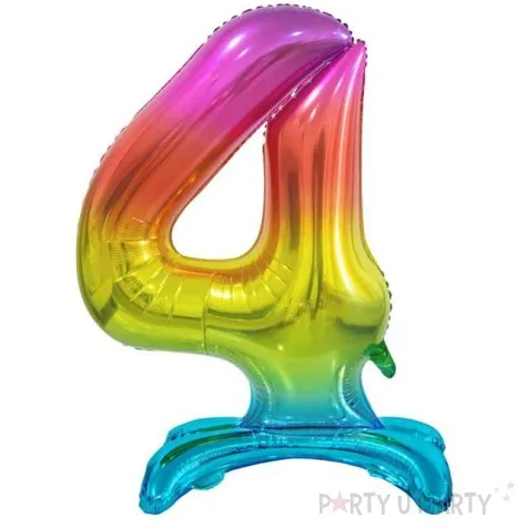 balon foliowy cyfra 4 stojaca teczowy godan 29 dgt