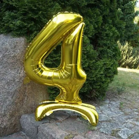 balon foliowy cyfra 4 stojaca zloty dekoracjepolska 30 dgt