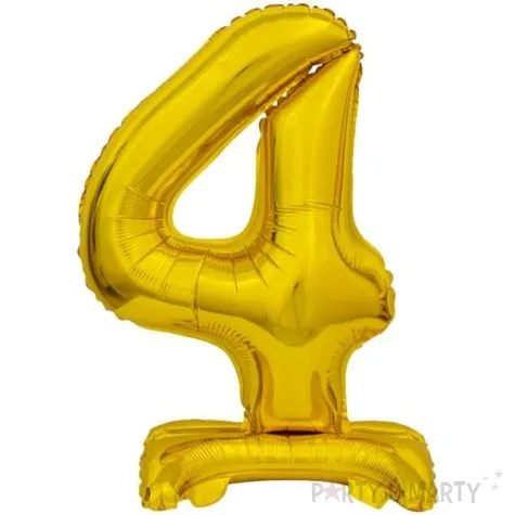balon foliowy cyfra 4 stojaca zloty godan 15 dgt