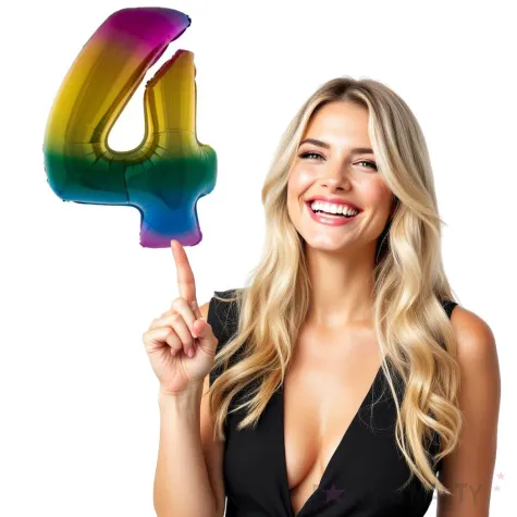 balon foliowy cyfra 4 teczowy funny fashion 40 dgt