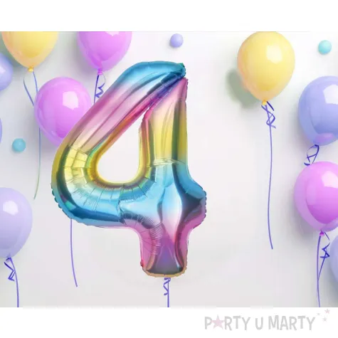 balon foliowy cyfra 4 teczowy godan 34 dgt