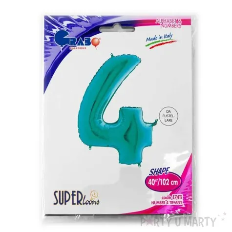 balon foliowy cyfra 4 turkusowy grabo 40 dgt