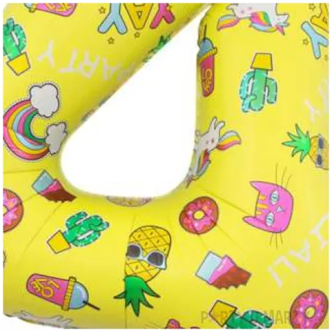 balon foliowy cyfra 4 unicorn party zolty godan 31 dgt