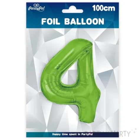 balon foliowy cyfra 4 zielone jabluszko partypal 39 dgt