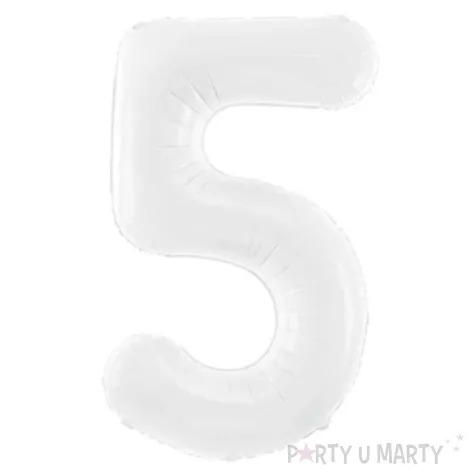 balon foliowy cyfra 5 bialy partydeco 39 dgt