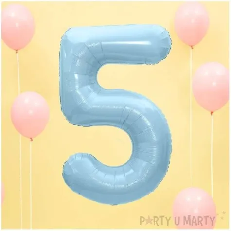 balon foliowy cyfra 5 blekitny partydeco 34 dgt