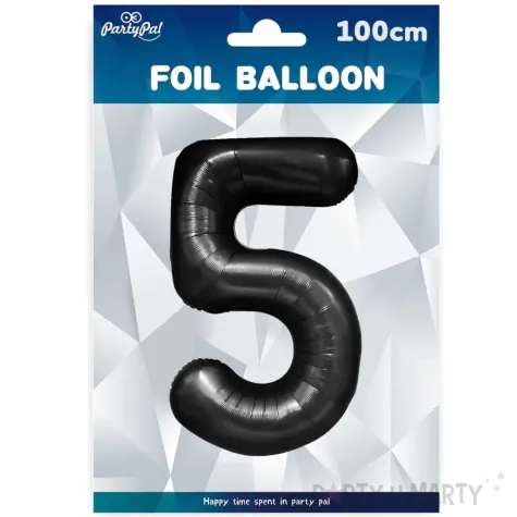balon foliowy cyfra 5 czarny partypal 39 dgt