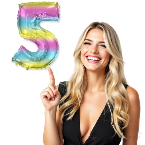 balon foliowy cyfra 5 gradient pastelowy flexmetal 34 dgt