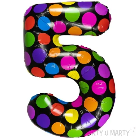 balon foliowy cyfra 5 grochy mix arpex 24 dgt