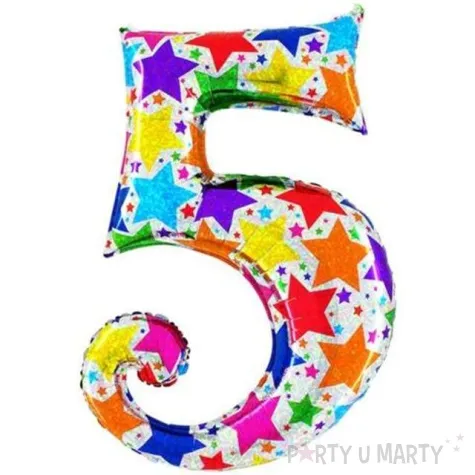 balon foliowy cyfra 5 gwiazdki betallic 40 dgt
