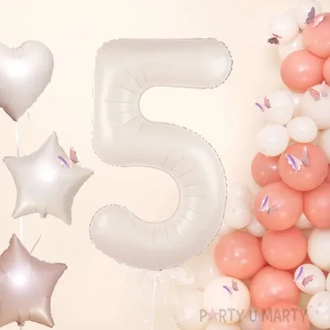 balon foliowy cyfra 5 kremowy 39 dgt