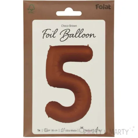 balon foliowy cyfra 5 mat braz czekoladowy folat 34 dgt
